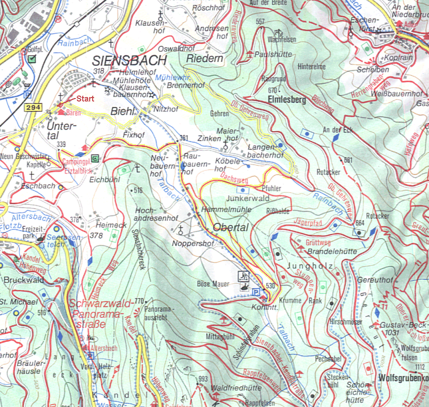 Karte von Siensbach ohne den Wanderweg